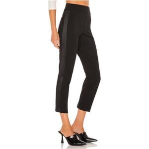 Spanx Pants Womens Medium Petite Black Perfect Pant Satin Tape Side Stripe Ankle